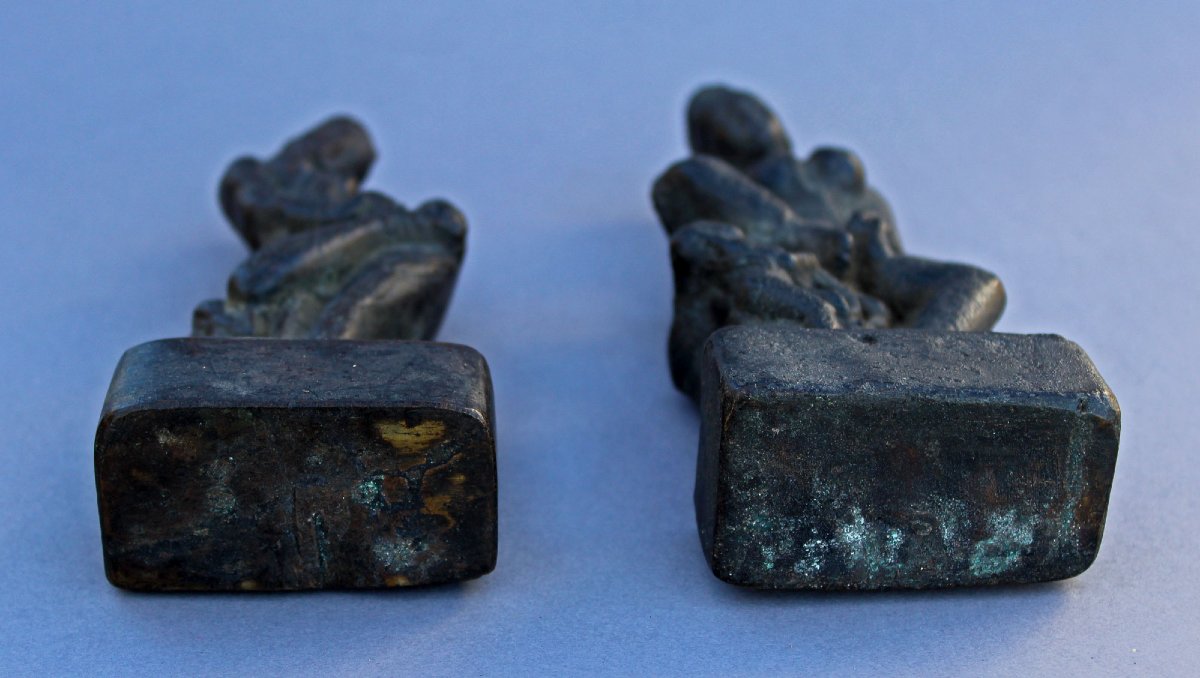 Pair Of Indian Bronzes Hindu Goddess Chola  9th To The 13th Century.-photo-7
