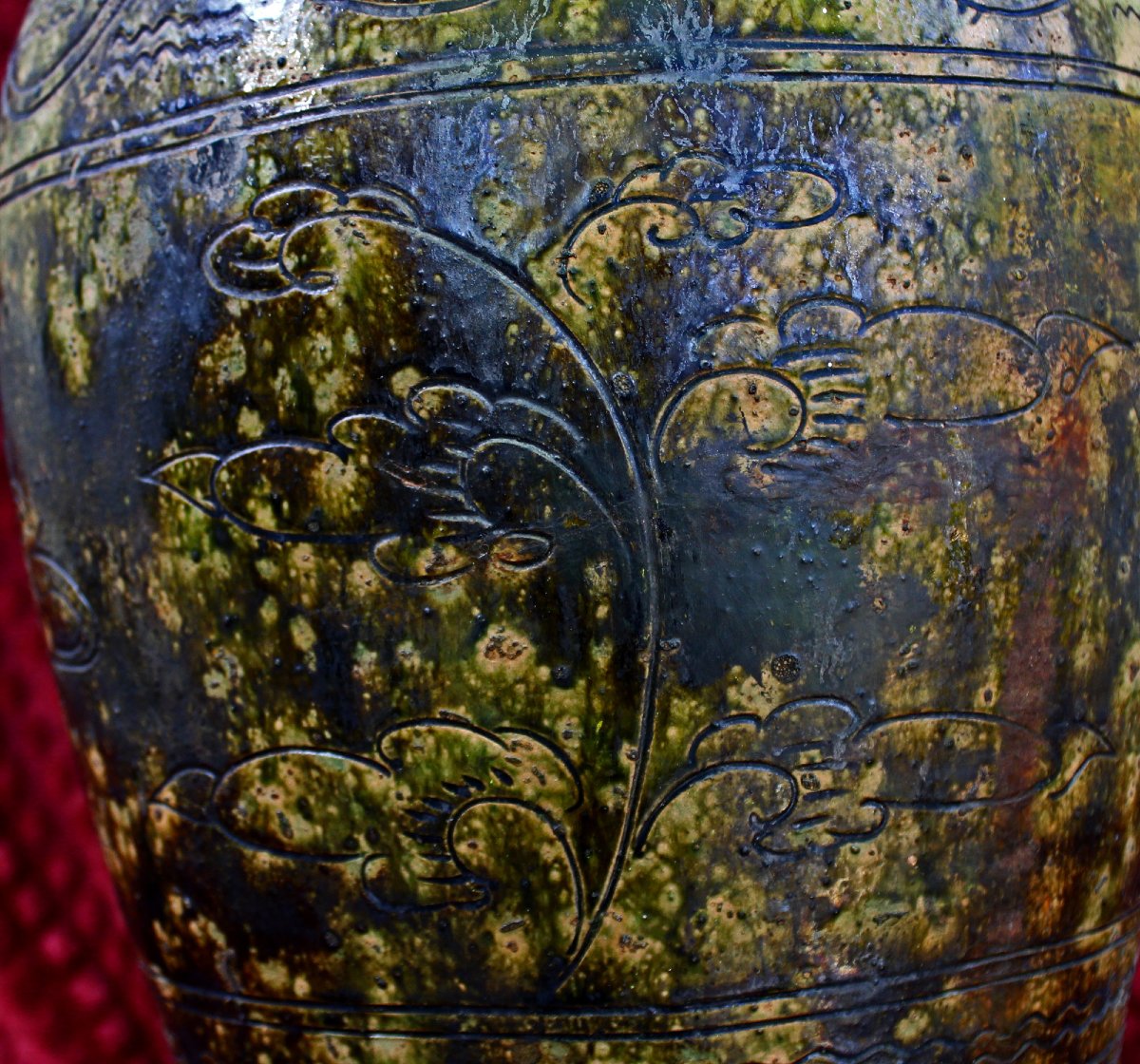 Très Grand Vase/pot De Rangement Antique Chinois En Poterie Martaban De 50 Cm.-photo-6