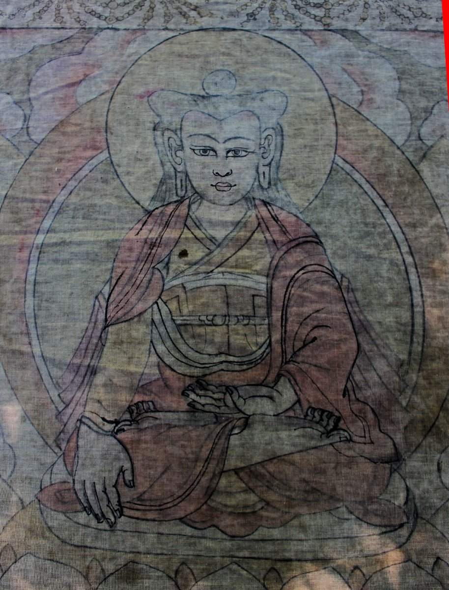 Peinture Ancienne De Temple Bouddhiste  Bouddha Thangka.-photo-8