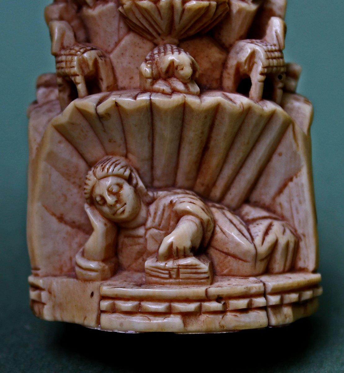 Indo-portuguese Group Of The Mount Of The Good Shepherd - Ivory - 17th/18th Century-photo-1