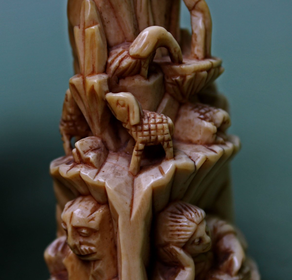 Indo-portuguese Group Of The Mount Of The Good Shepherd - Ivory - 17th/18th Century-photo-4