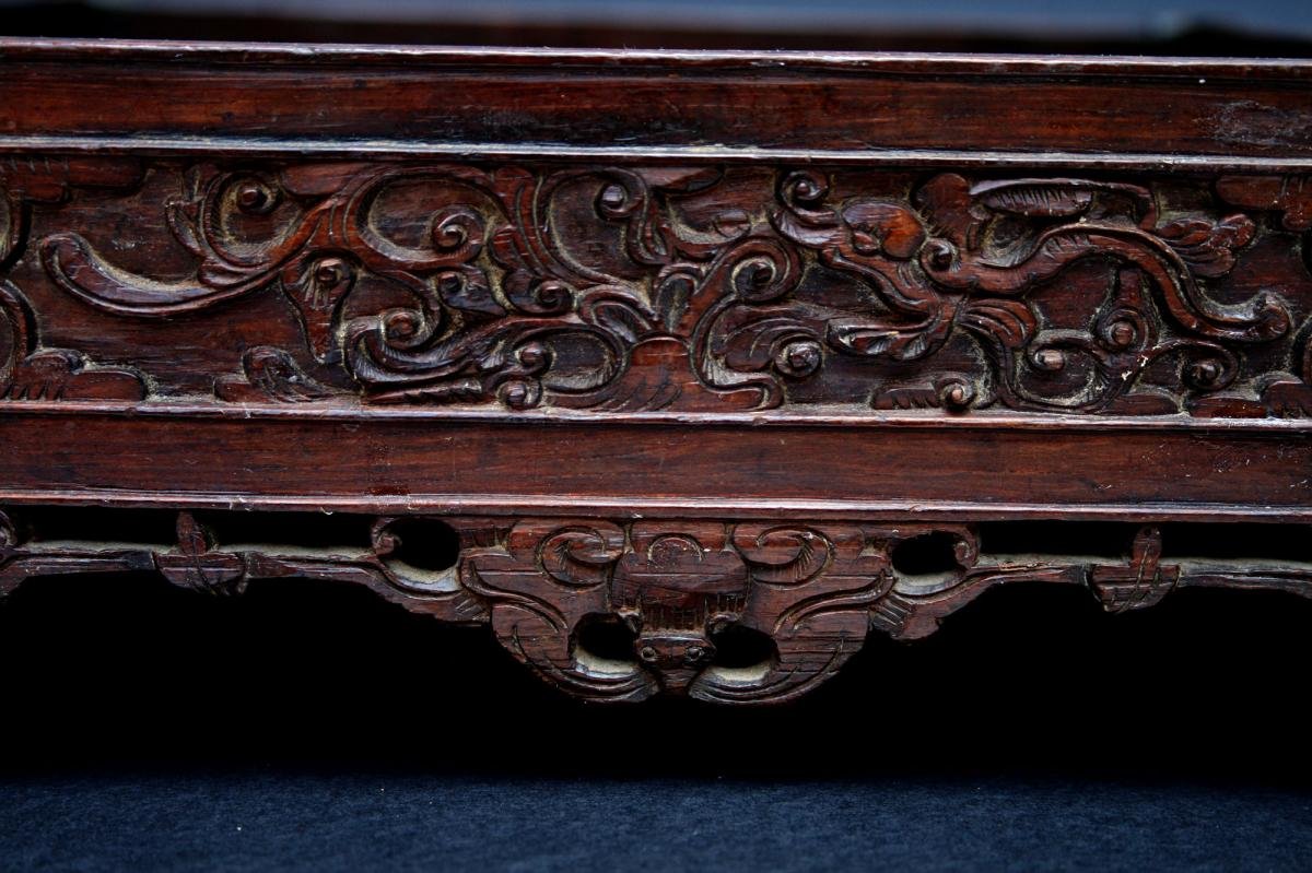 Table à Opium Antique En Bois Sculpté, Chine Ou Vietnam, XIXe Siècle-photo-2