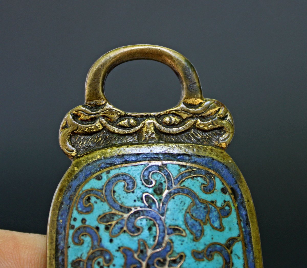 Boucle De Ceinture Cloisonnée Chinoise En Bronze Doré Ming / Début Qing-photo-2