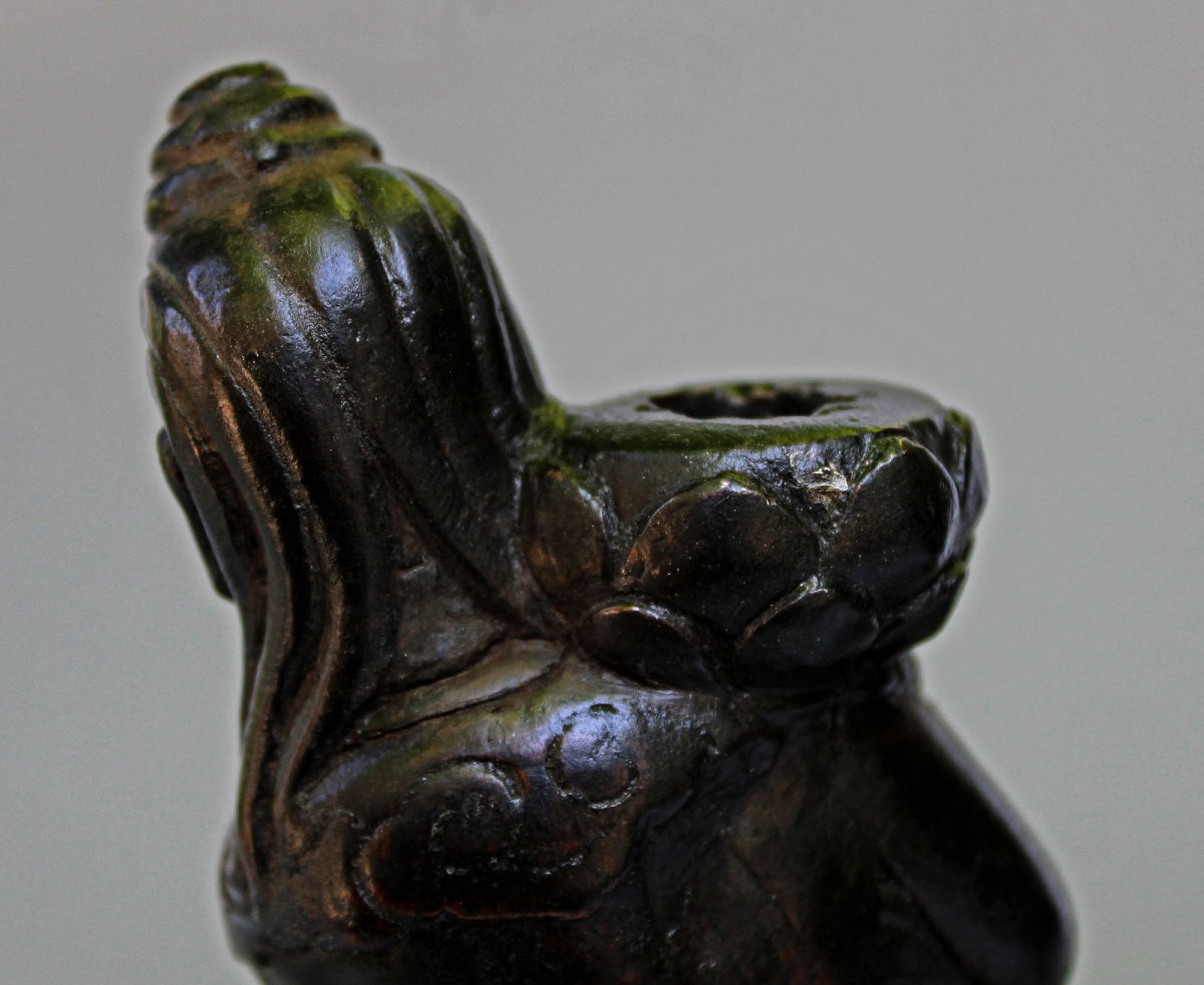 Chinese Bronze Guanyin Incense Burner Statuette, 17th Century, Ming / Qing Dynasty -photo-4