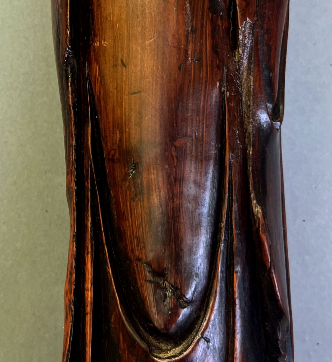 Ancienne Figure Chinoise Shoulao Bois Sculpté Dynastie Ming  XVIIe Siècle.-photo-5