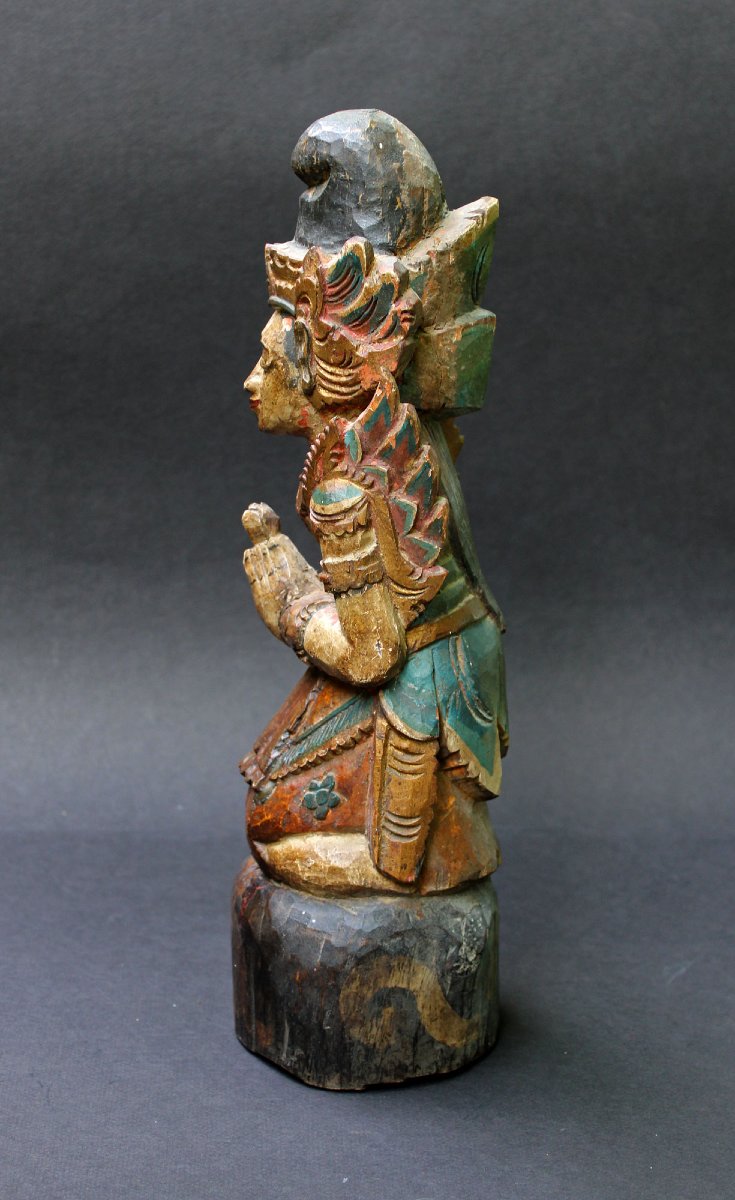Antique Balinais Sculpture Sur Bois Indonésie Intérêt Colonial Néerlandais-photo-2