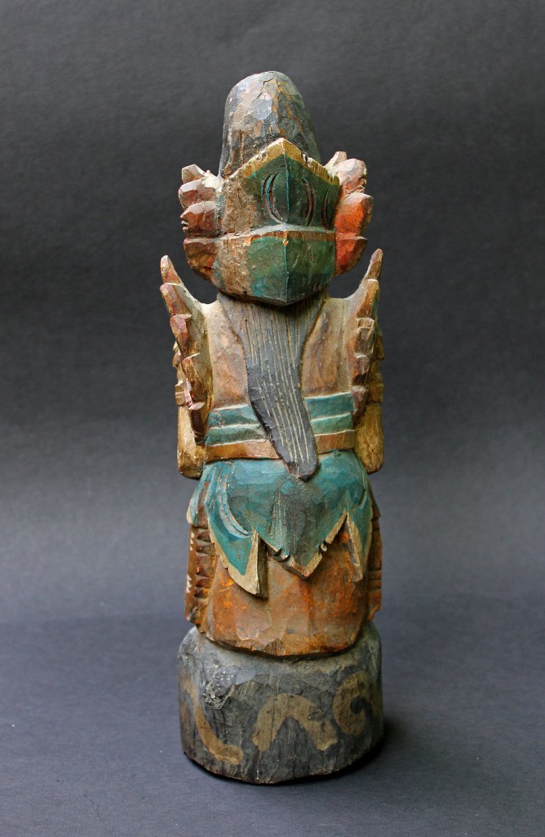 Antique Balinais Sculpture Sur Bois Indonésie Intérêt Colonial Néerlandais-photo-3