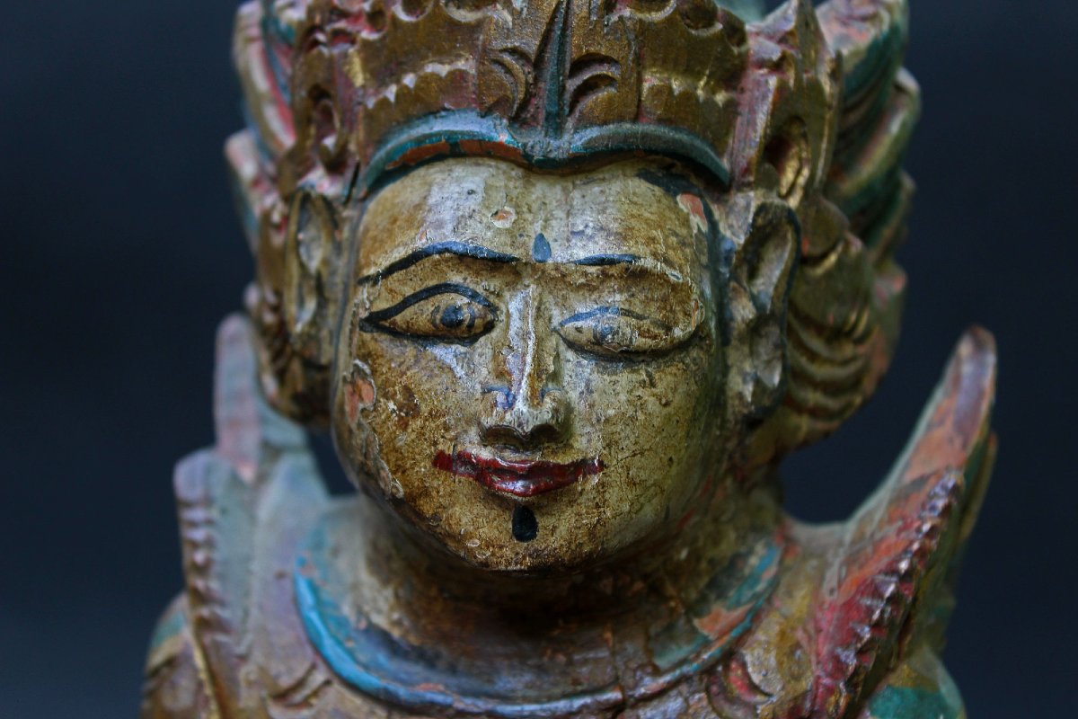 Antique Balinais Sculpture Sur Bois Indonésie Intérêt Colonial Néerlandais-photo-1