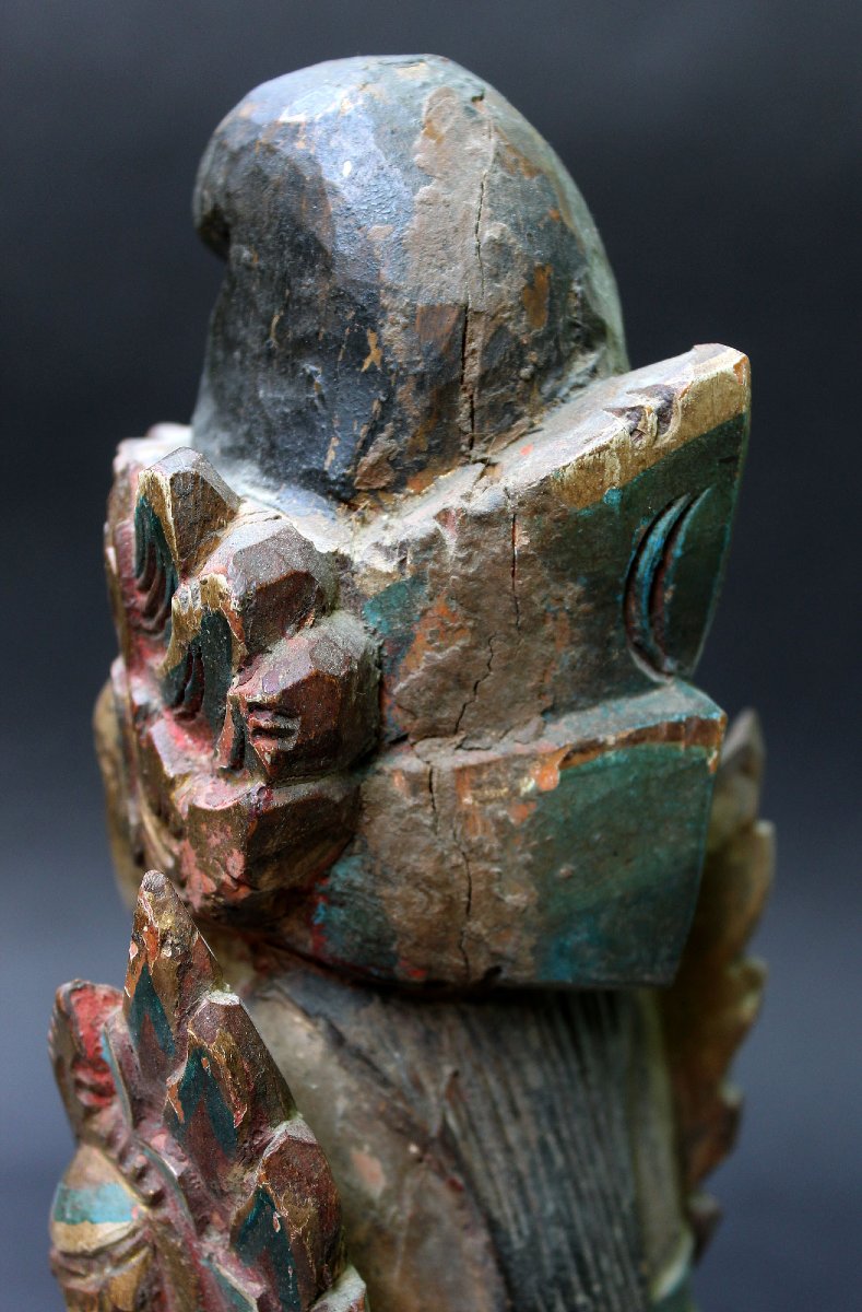 Antique Balinais Sculpture Sur Bois Indonésie Intérêt Colonial Néerlandais-photo-7