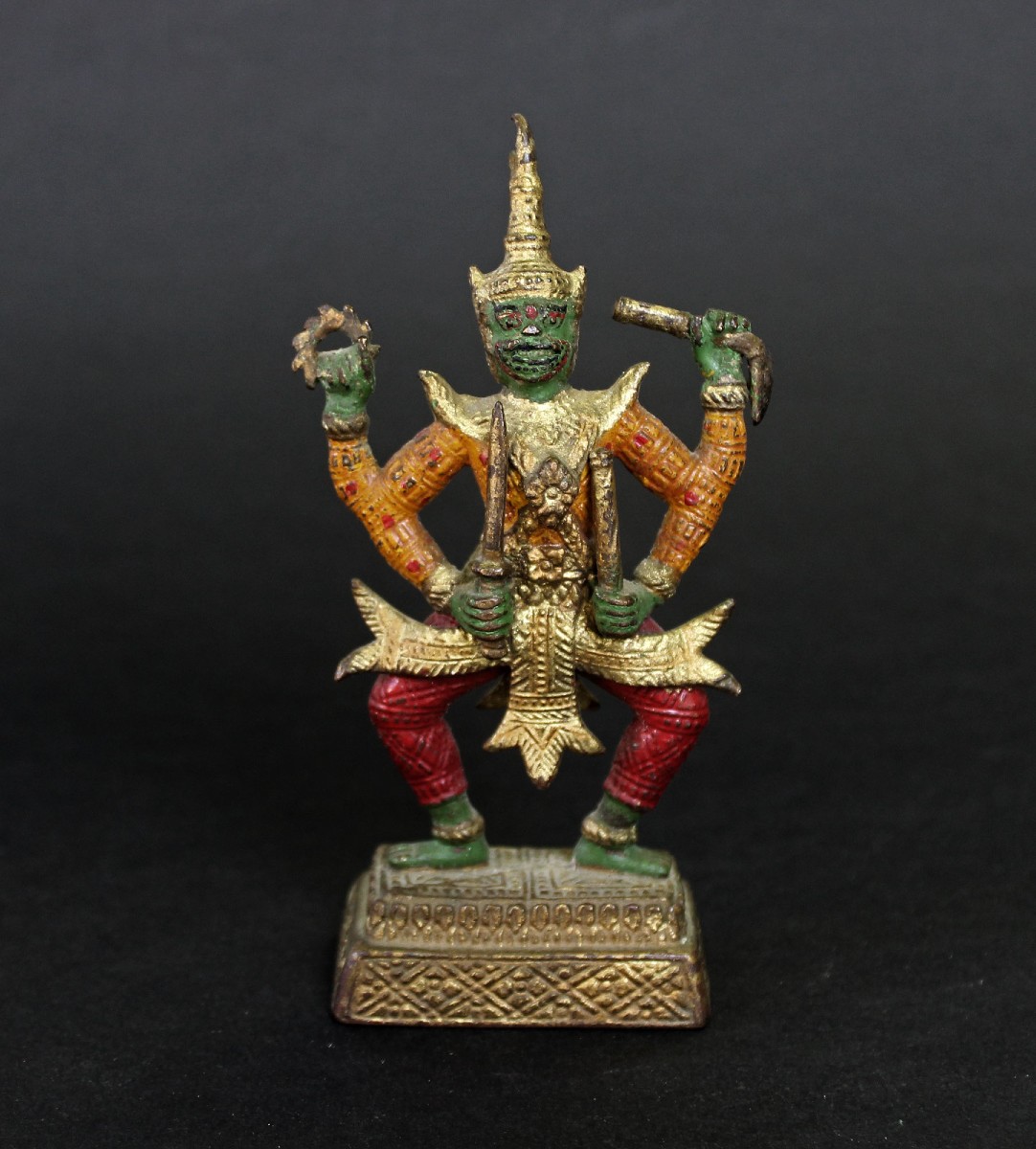 Ancient Thai Buddhist Bronze Diety Vessavana Thao Wetsuwan