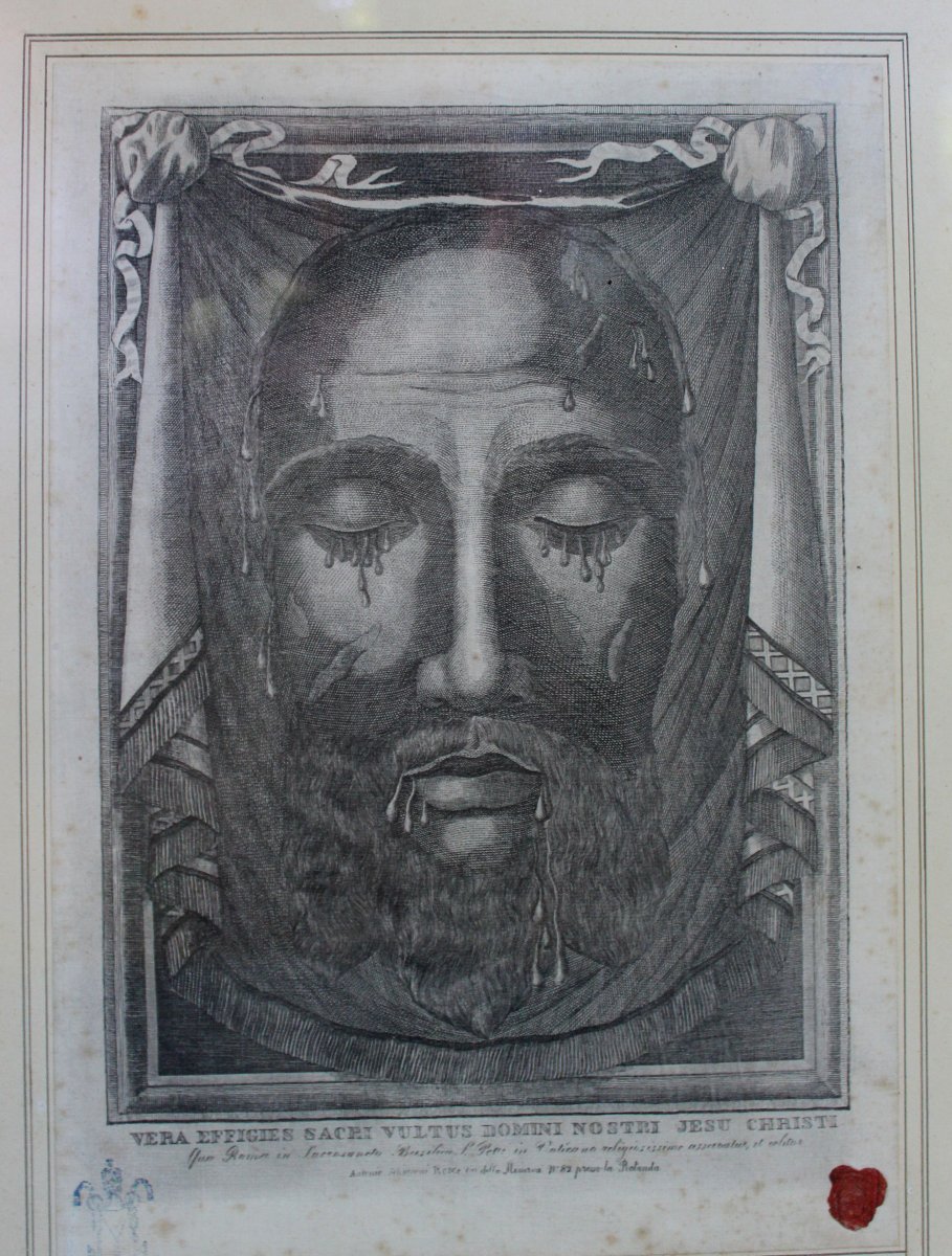 Holy Face Of Jesus, Rome 1883, Vatican Certified Devotional Image Veil Of Veronica Catholic    -photo-2