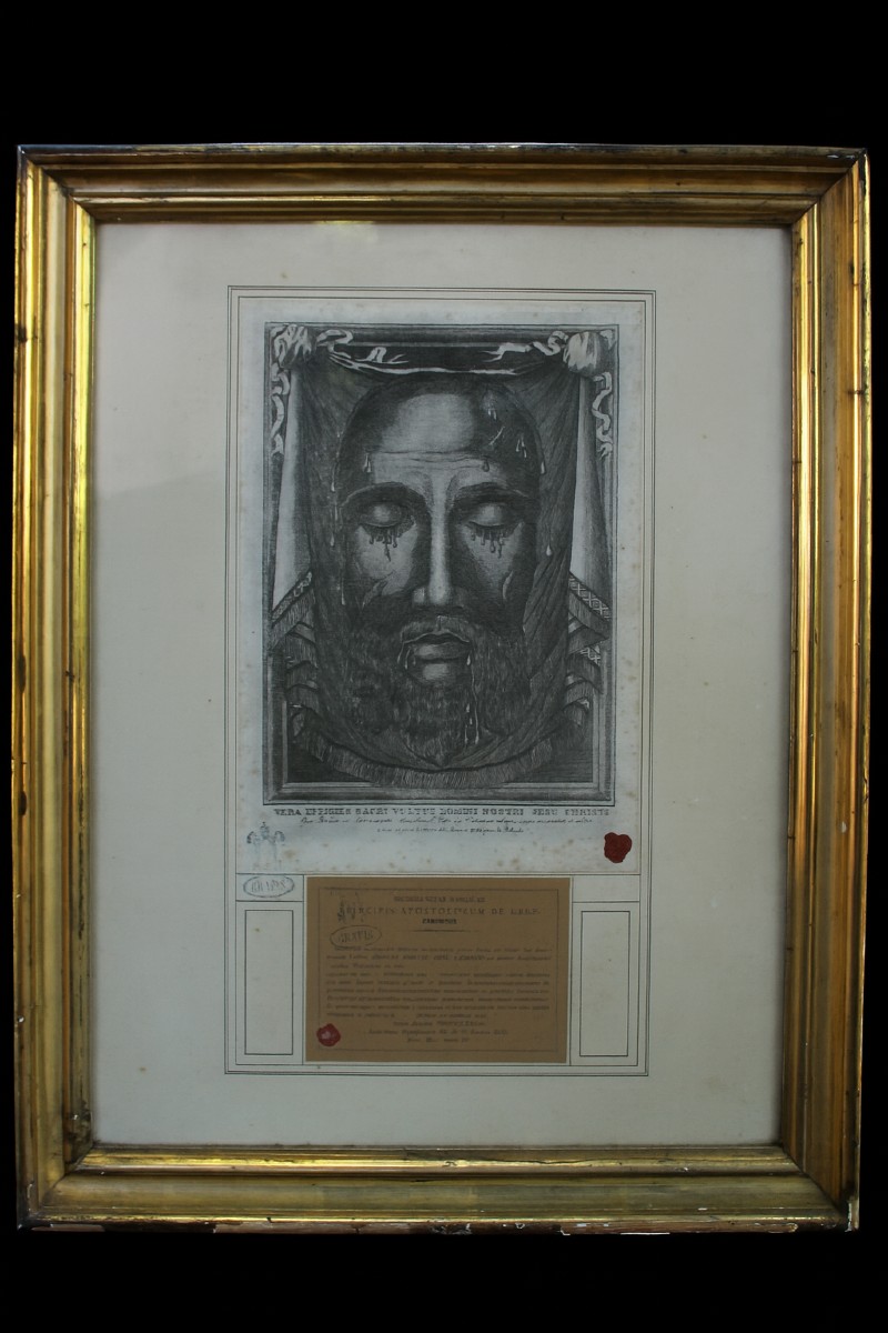 Holy Face Of Jesus, Rome 1883, Vatican Certified Devotional Image Veil Of Veronica Catholic    