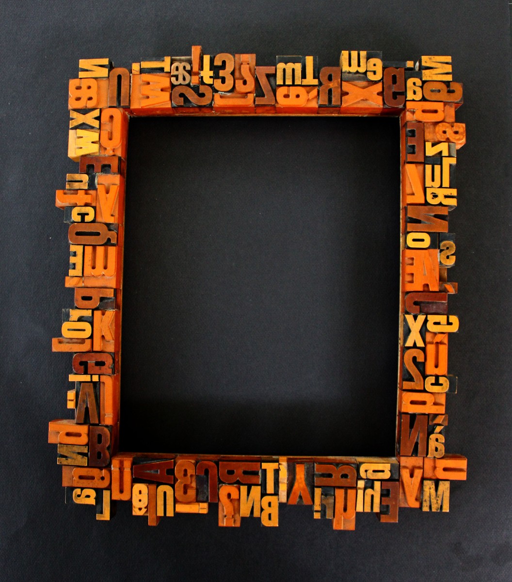 Vintage Painting Or Photo Frame Made From Old Printing Blocks – Decorative Typographic Art