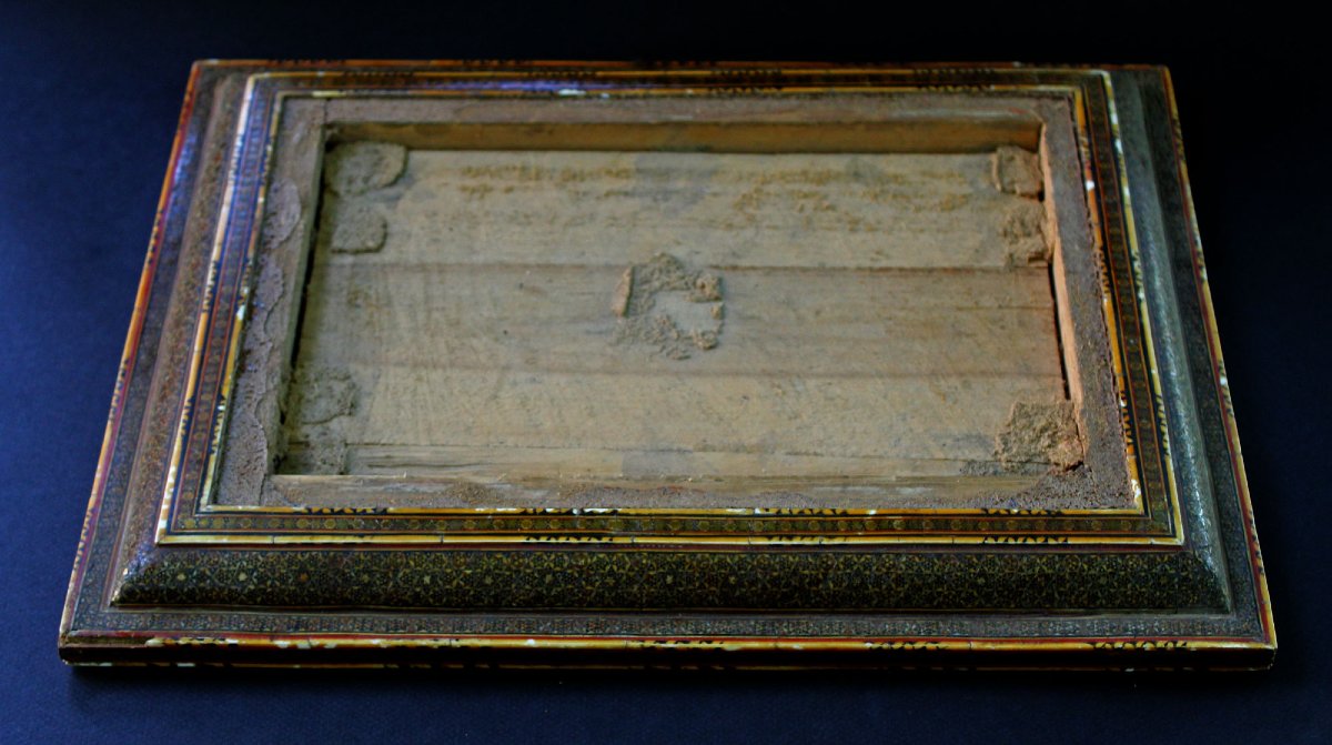 Antique Persian Islamic Khatamkari (or Khatam) Mirror Frame-photo-3