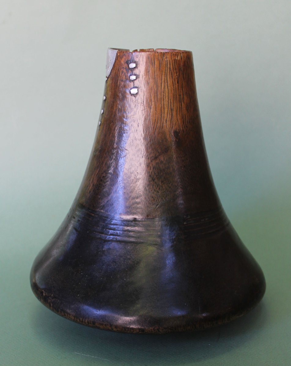 Art Tribal Africain – Vase à Lait Bahima "Ekyanzi" en Bois Vintage, Ouganda-photo-2