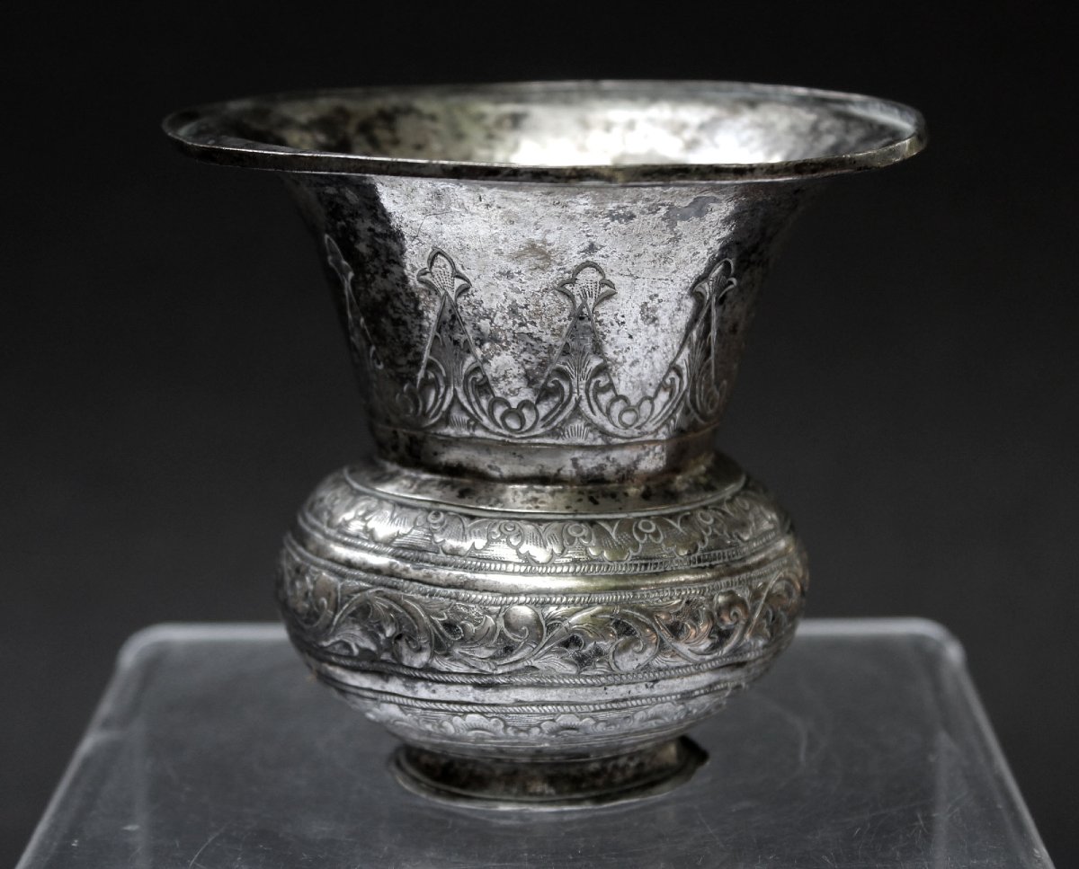 Antique Solid Silver Betel Spittoon Southeast Asia Thailand ?-photo-2