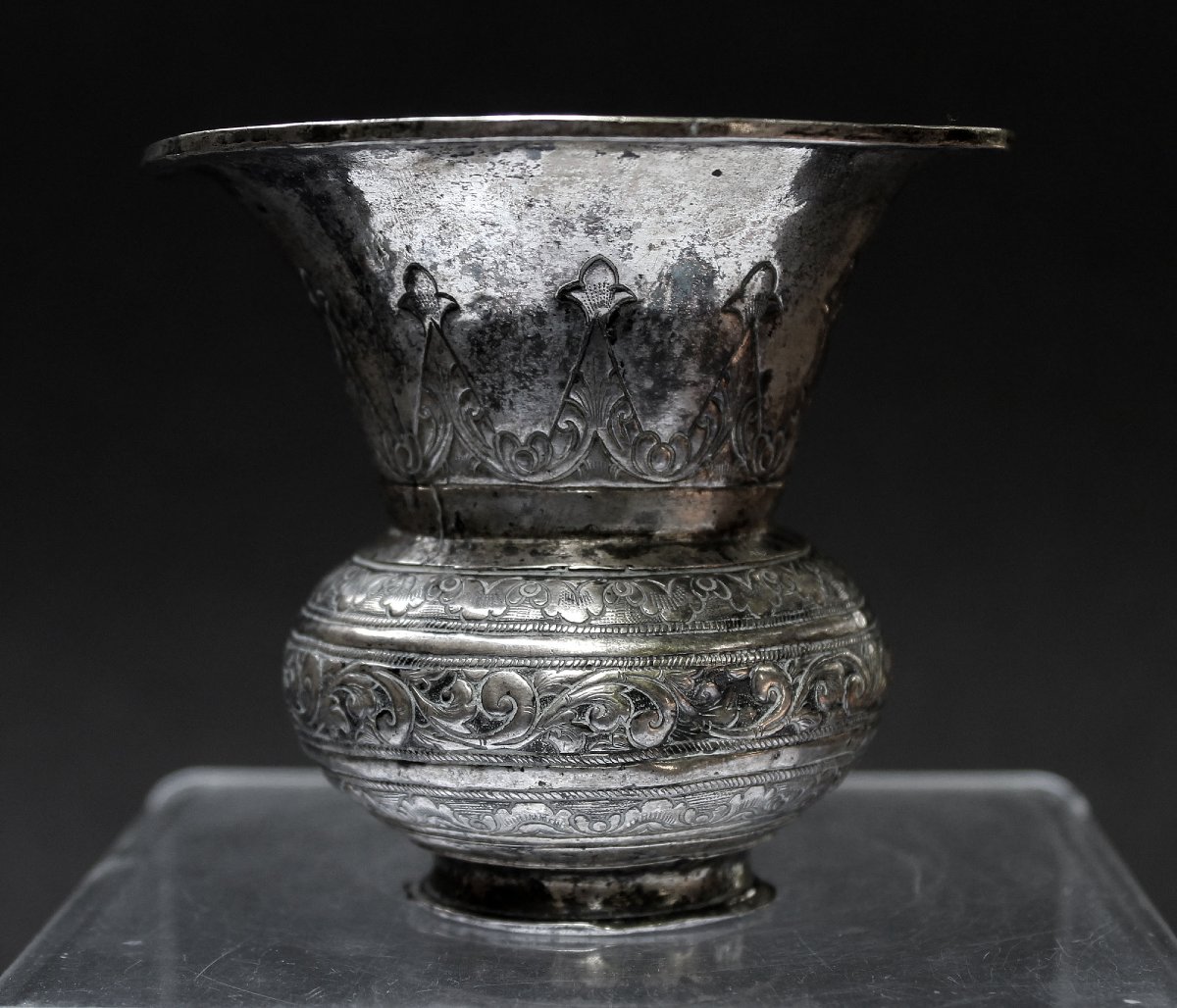Antique Solid Silver Betel Spittoon Southeast Asia Thailand ?-photo-3