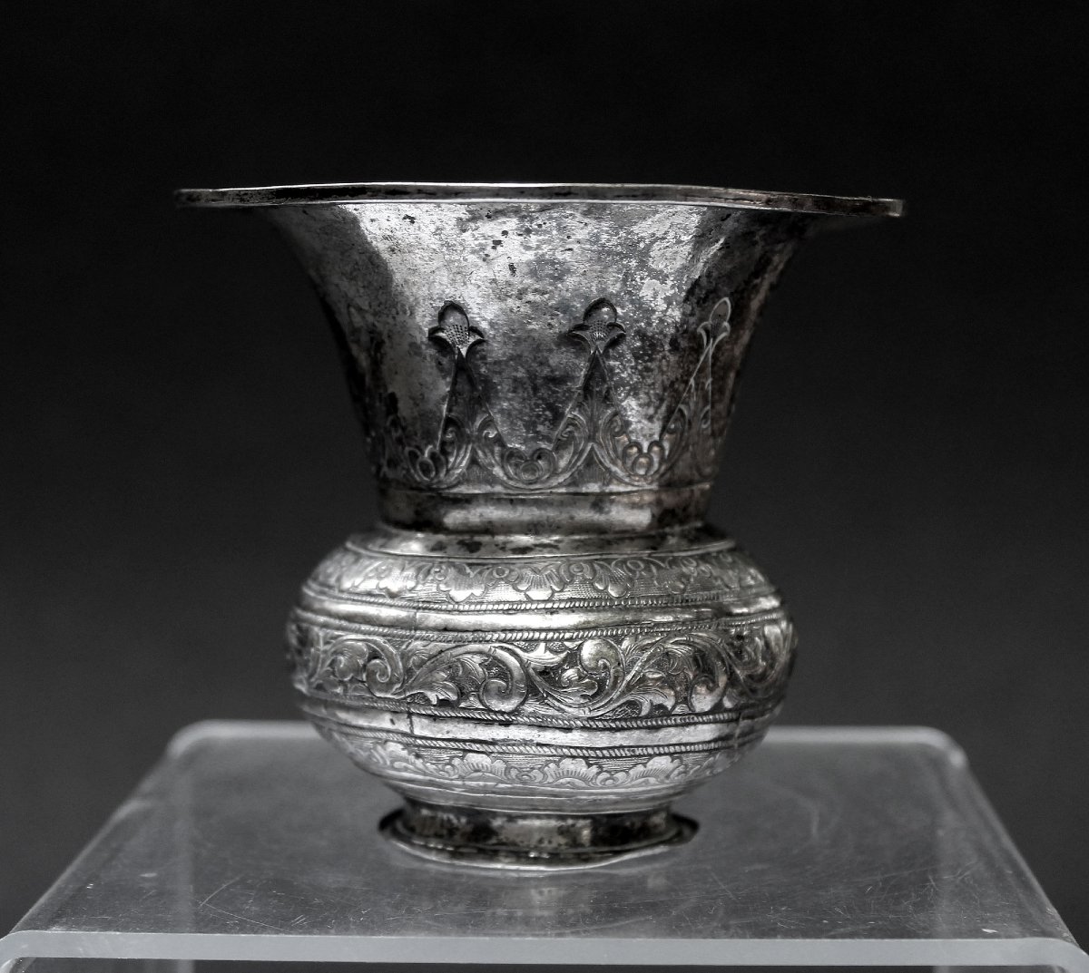 Antique Solid Silver Betel Spittoon Southeast Asia Thailand ?-photo-4