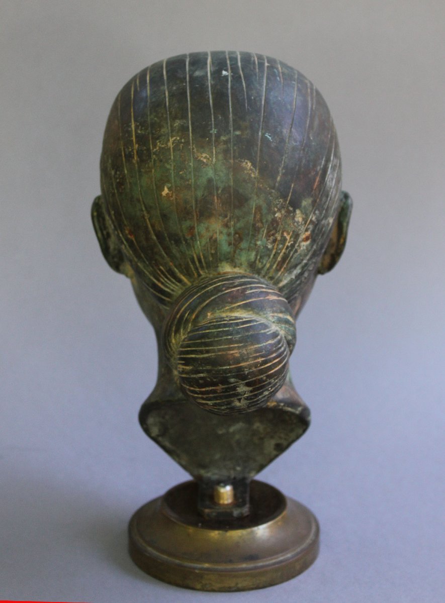 Nguyễn Thanh Lê (1919–2006) – Bronze Bust Of A Young Woman – Rare Patina – Vietnam Indochina-photo-1