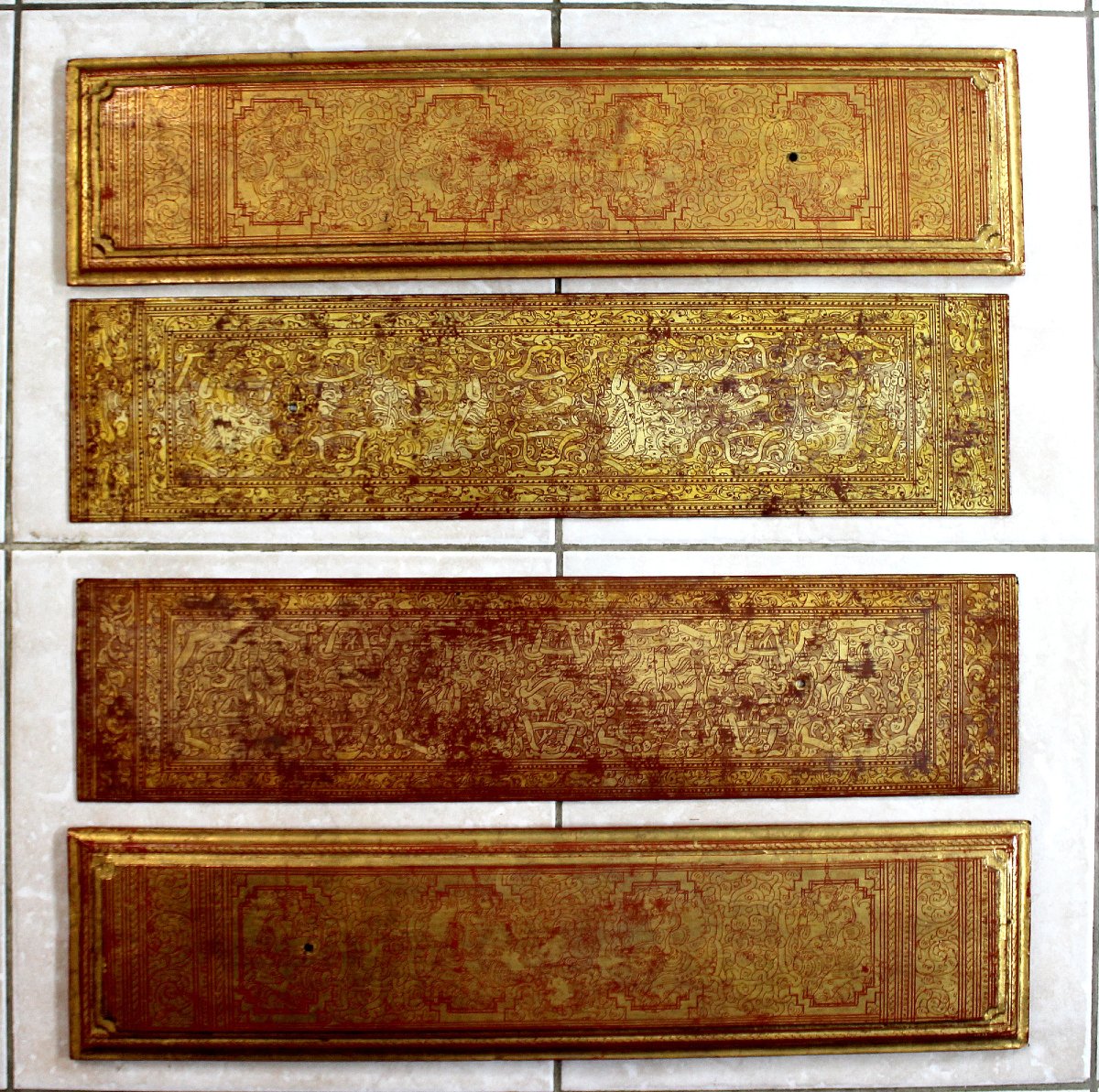 Manuscrit Kammavaca birman lacque doré XIXe siècle Sutras de prières du monastère bouddhiste-photo-2