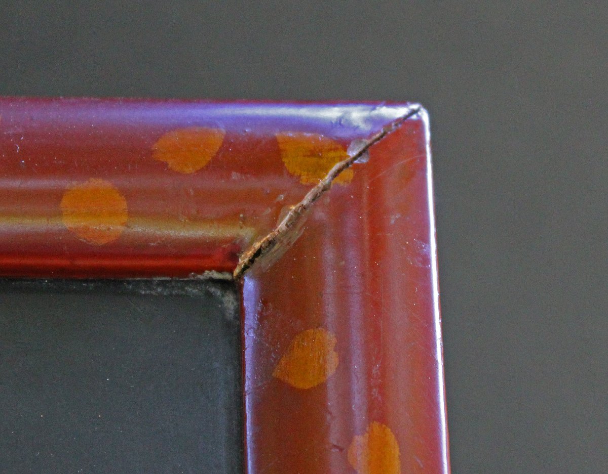 Japanese Ivory & Mop Geisha Portrait On Lacquer, C.1900-photo-3