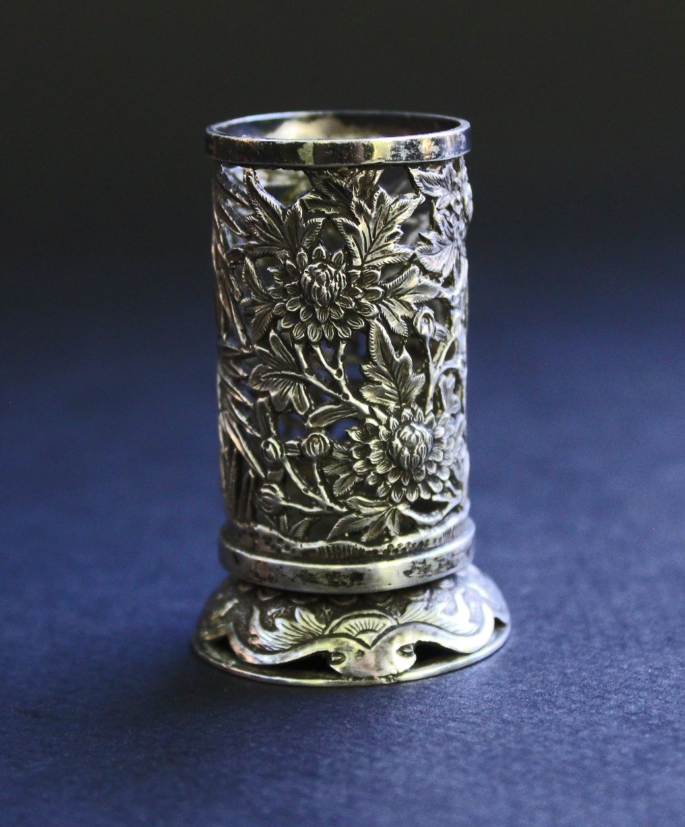 Antique Chinese Silver Opium Tool Container-photo-3