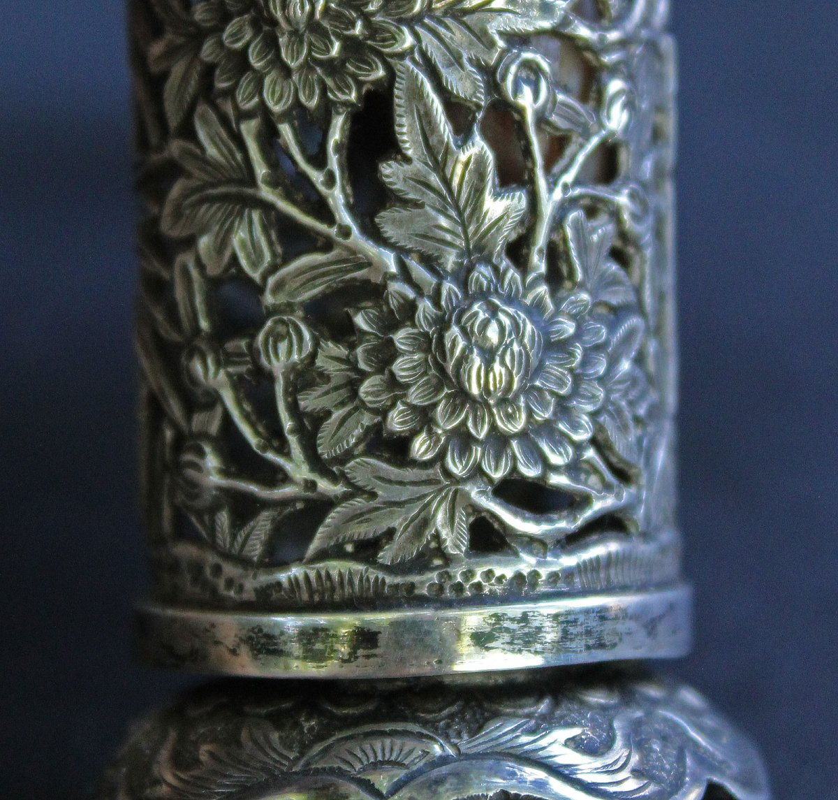 Antique Chinese Silver Opium Tool Container-photo-1