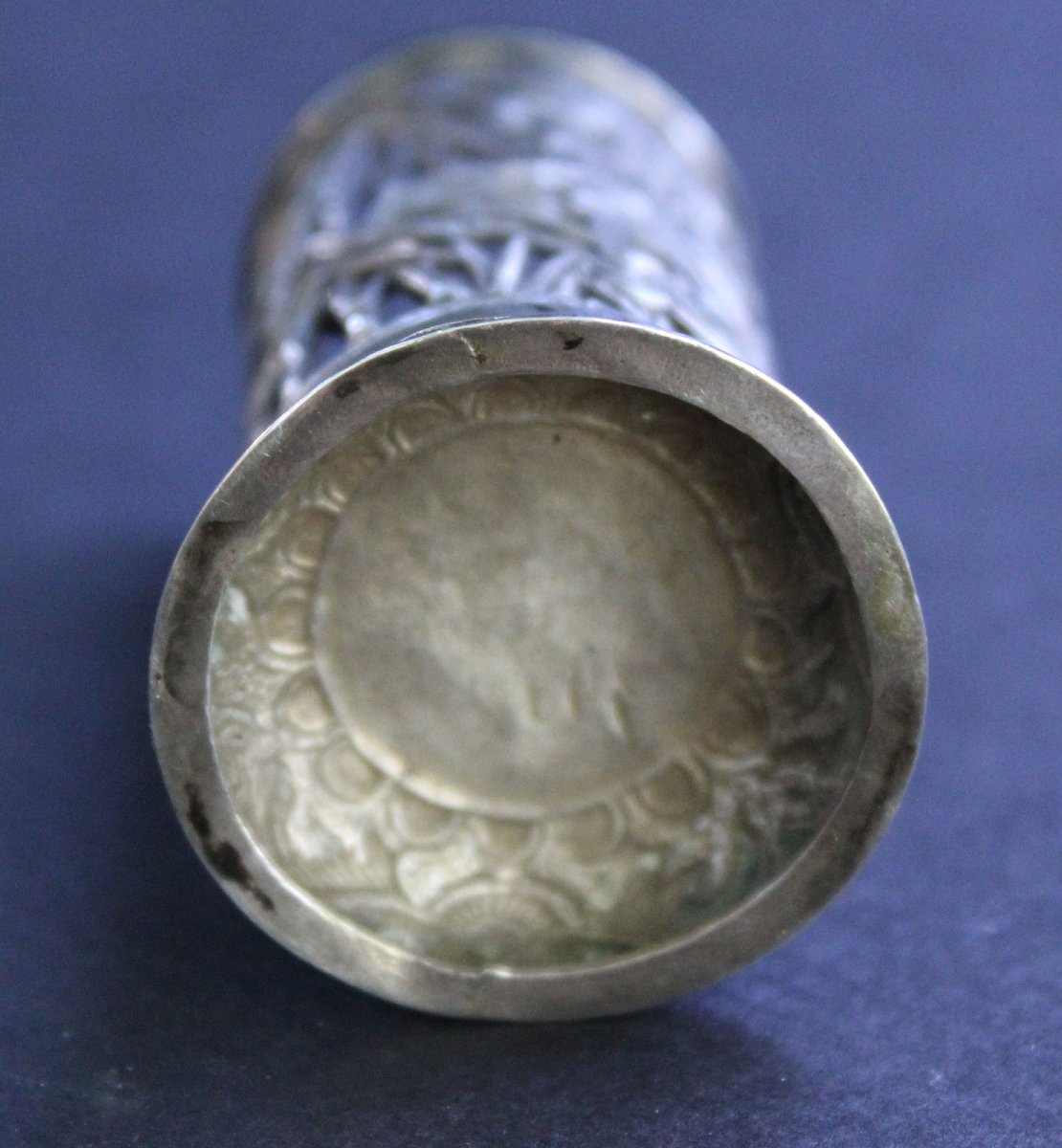 Antique Chinese Silver Opium Tool Container-photo-2