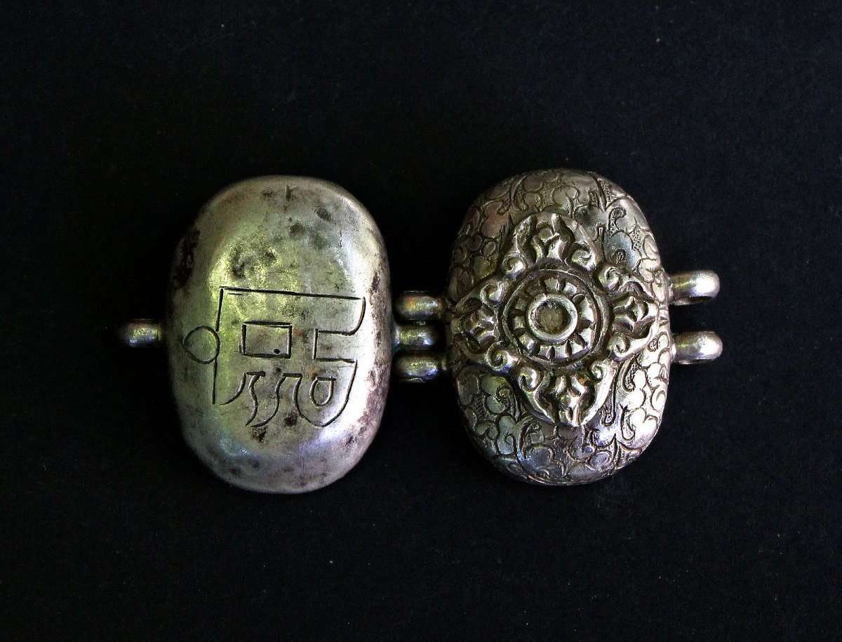 Boîte-Amulette Tibétaine en Argent Gau – Protection Spirituelle Bouddhiste-photo-2