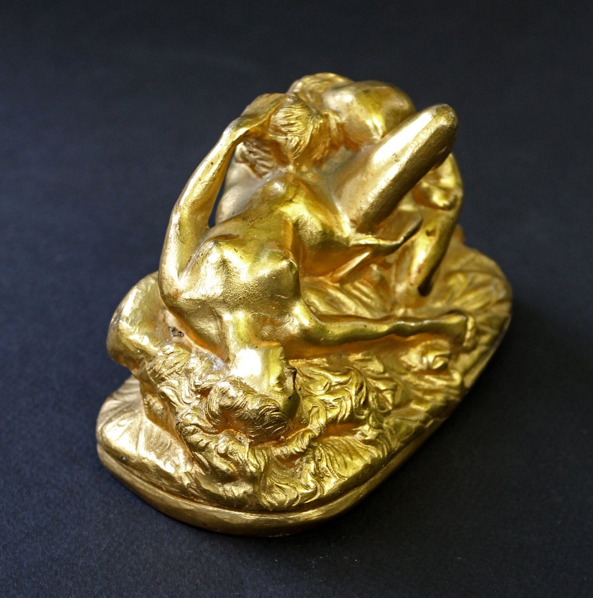 Bronze doré érotique – Groupe de deux amantes, fin XIXe siècle-photo-3