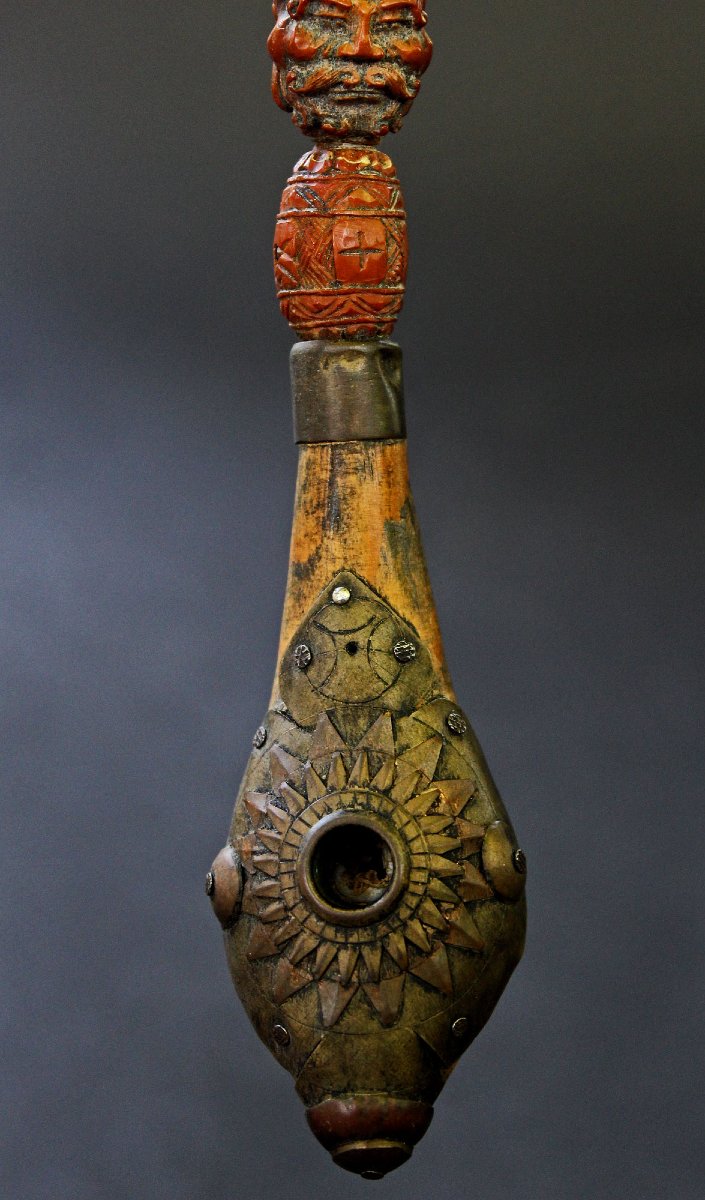 Pipe à Opium Chinoise Ancienne en Noyaux de Pêche Sculptés (Hédiāo 核雕), XIXe Siècle-photo-1
