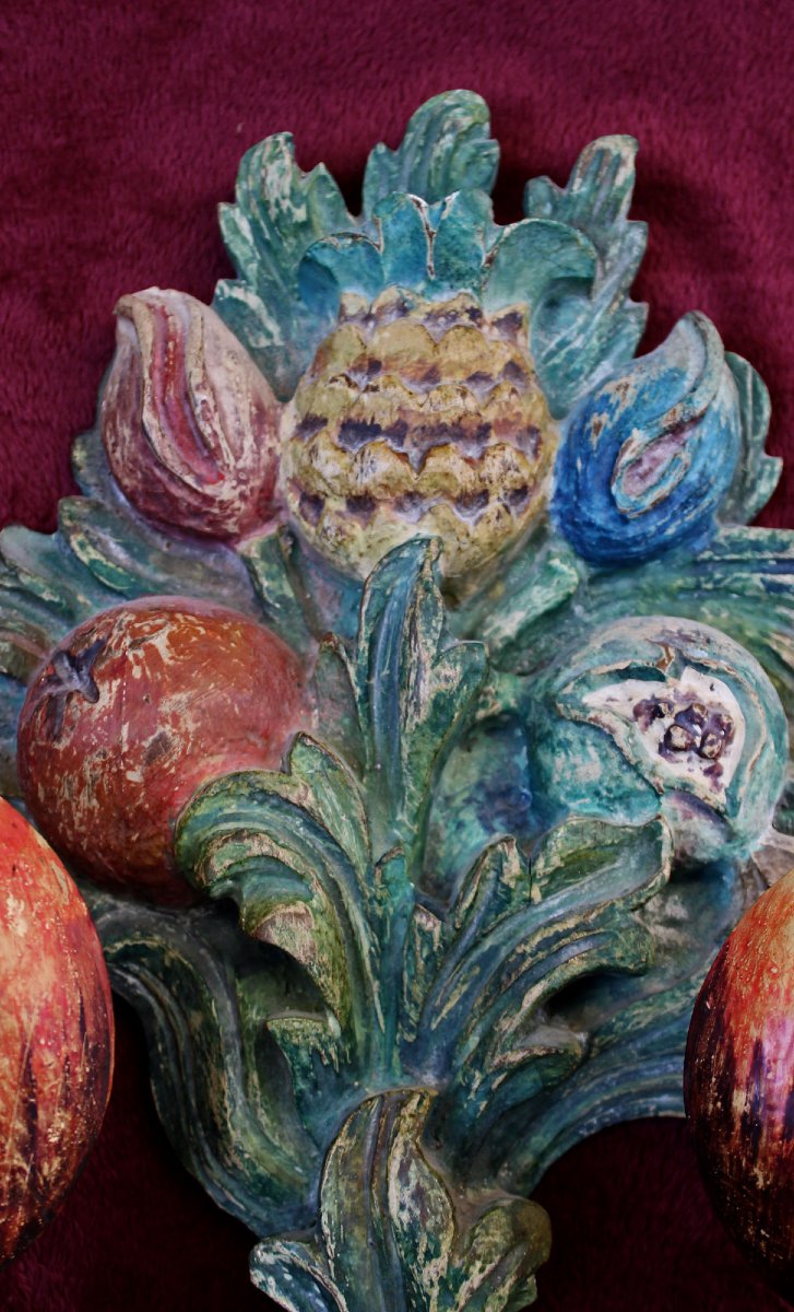 Paire d’Appliques Italiennes en Bois Sculpté et Peint, Milieu du XXe Siècle-photo-4