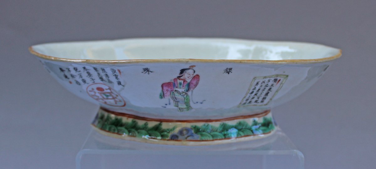 Antique Chinese Famille Rose “wu Shuang Pu” Bowl, Daoguang Period, C19th-photo-1