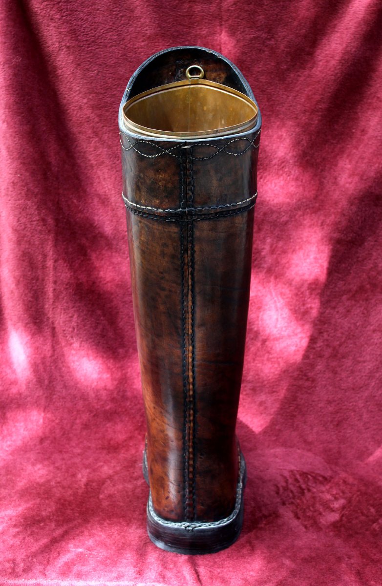 Grand Porte-Parapluies en Forme de Botte en Cuir, Intérieur de Maison de Campagne, Chasse-photo-3