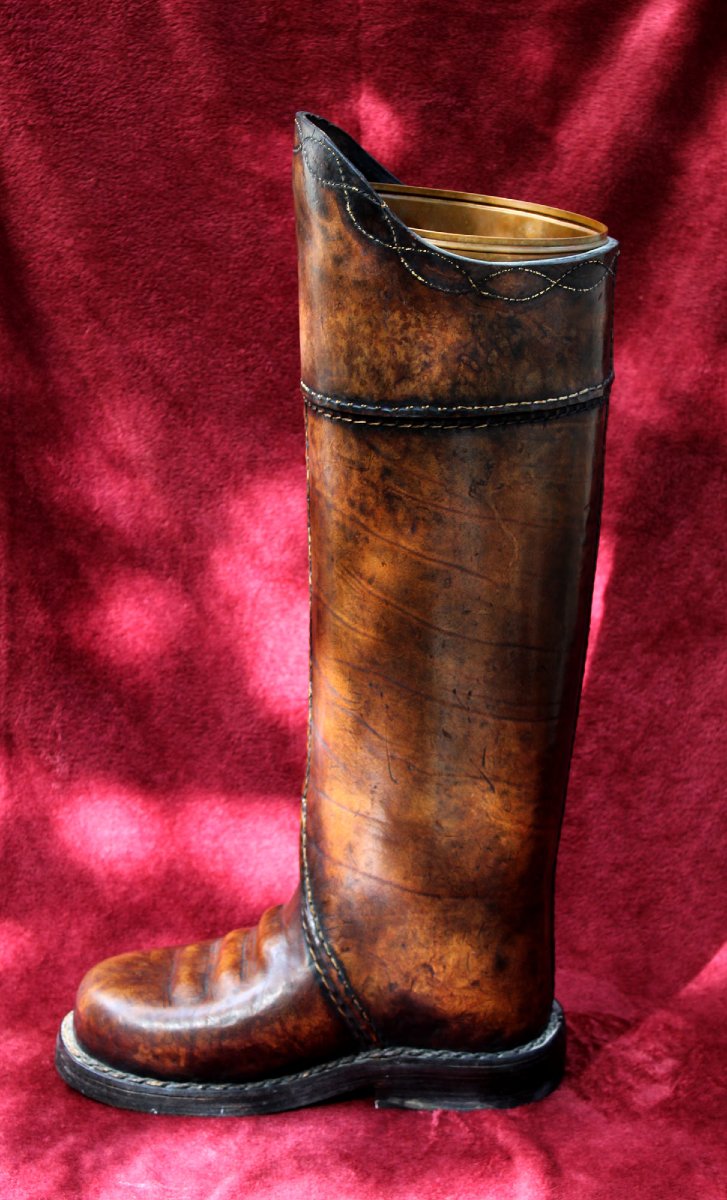 Grand Porte-Parapluies en Forme de Botte en Cuir, Intérieur de Maison de Campagne, Chasse-photo-4