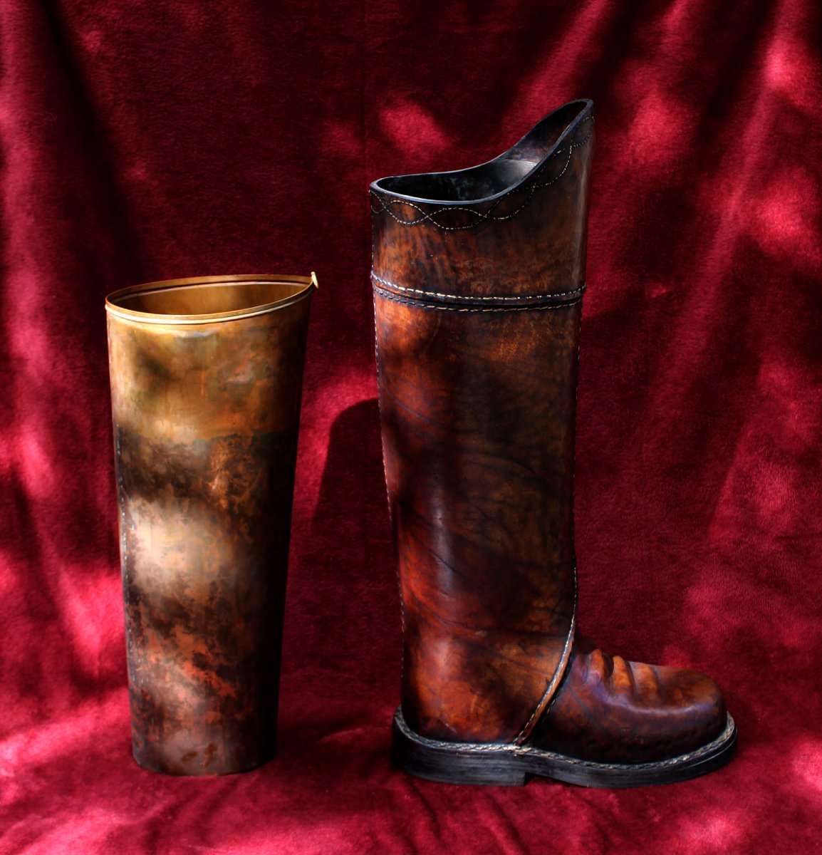 Grand Porte-Parapluies en Forme de Botte en Cuir, Intérieur de Maison de Campagne, Chasse-photo-3