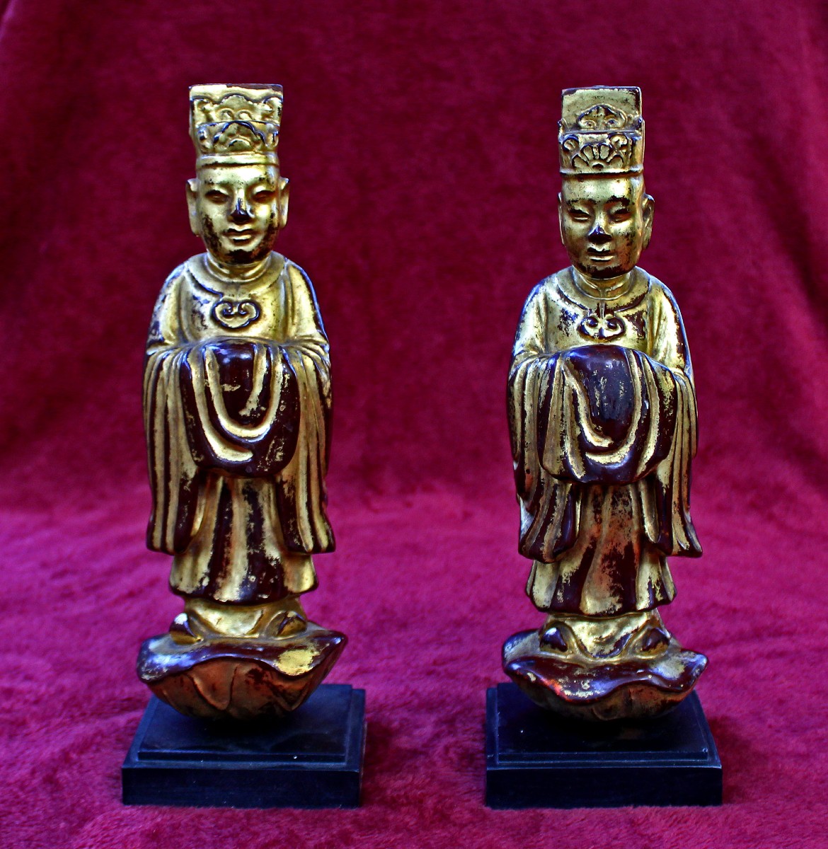 Pair Of Gilt-lacquered Wood Altar Attendants, Vietnam Or Southern China, 19th Century