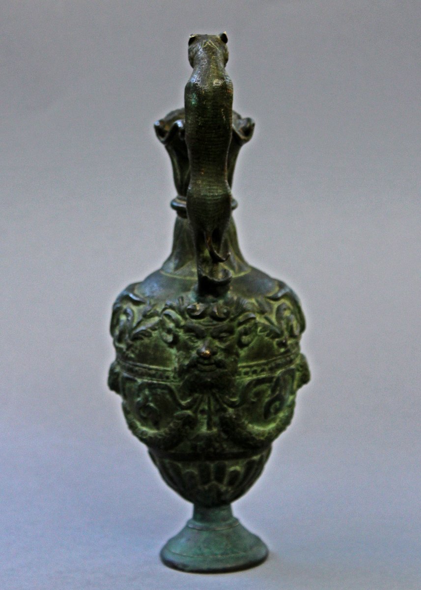 Oenochoé Italienne en Bronze de Style Étrusque à Anse en Forme de Panthère, XIXe Siècle-photo-4