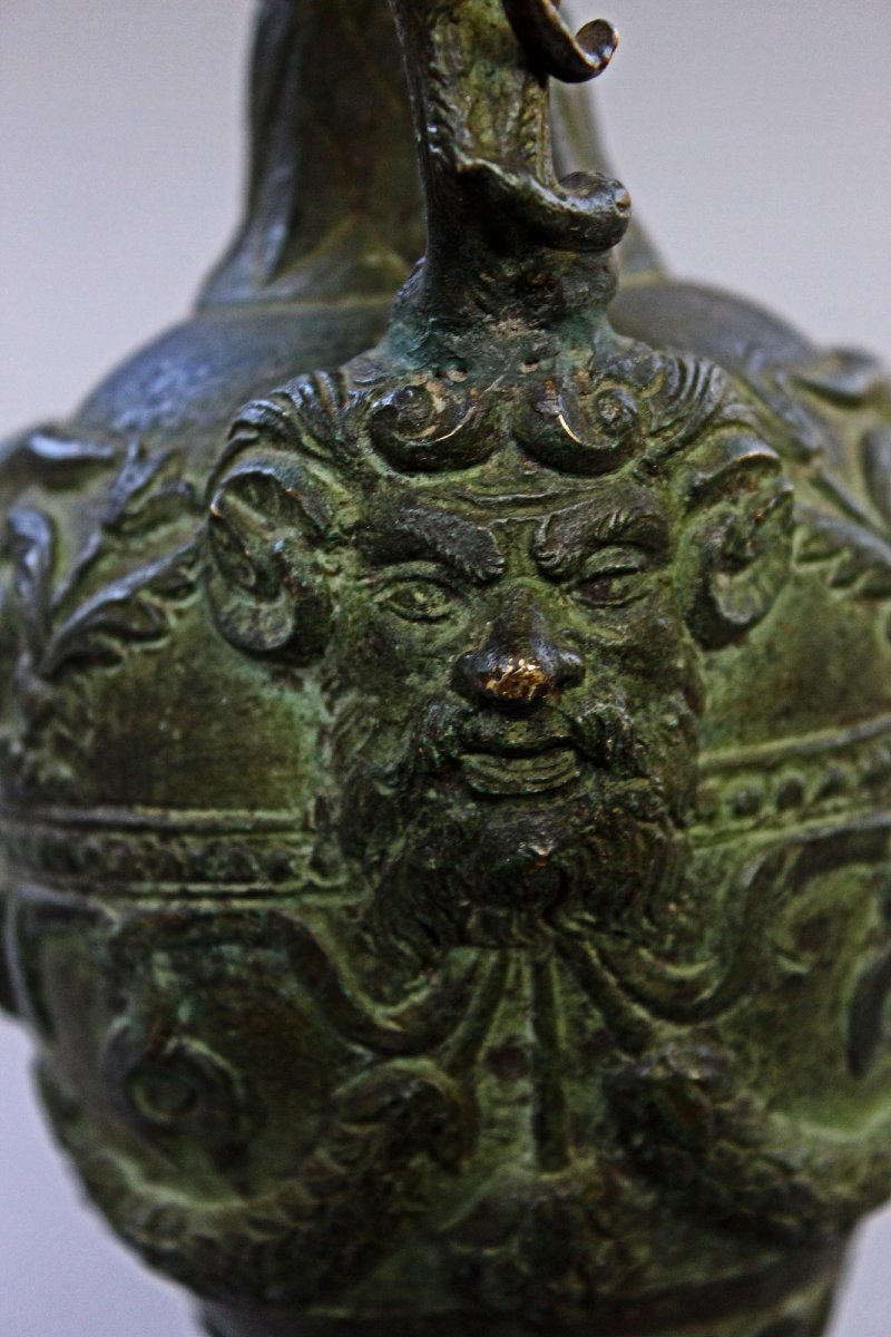 Oenochoé Italienne en Bronze de Style Étrusque à Anse en Forme de Panthère, XIXe Siècle-photo-2