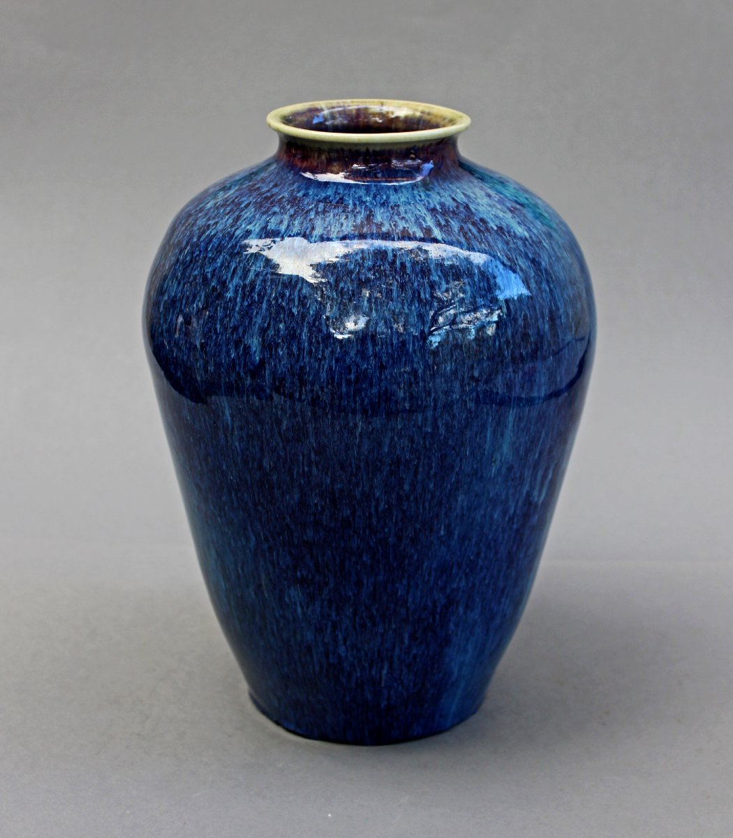 Antique Chinese Flambé-glazed Porcelain Vase, Jun Ware, C19th-photo-2