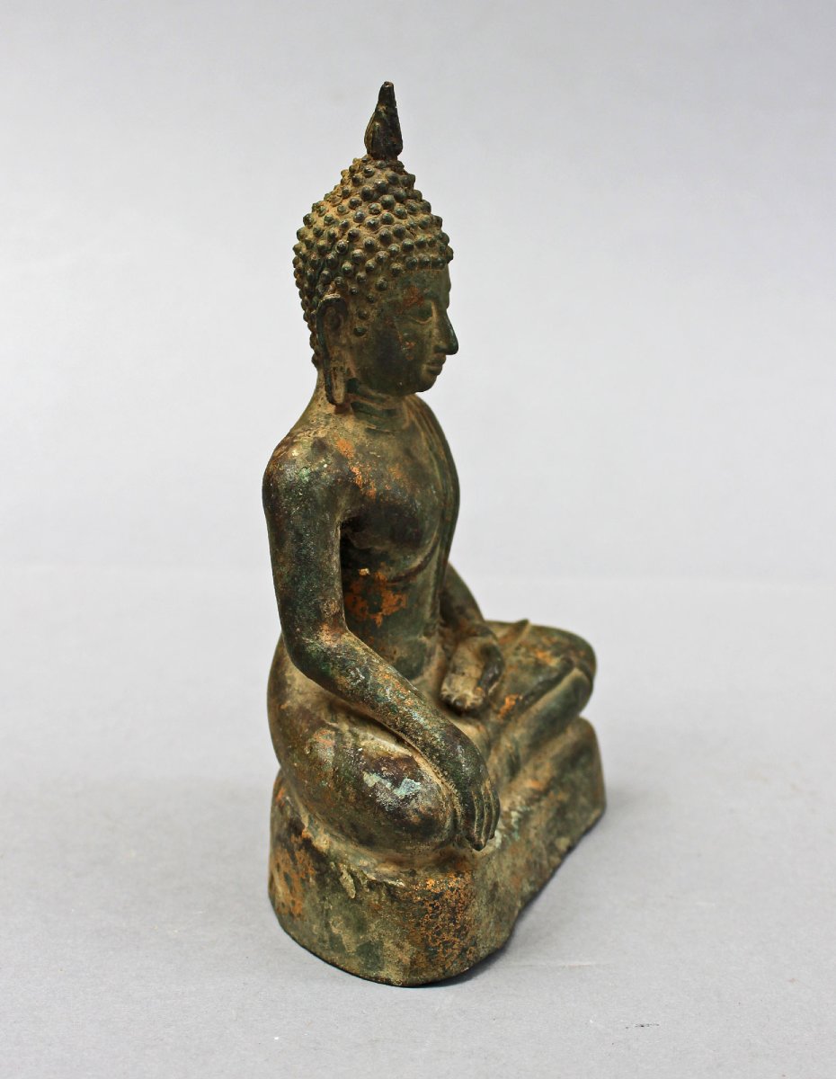 Bouddha Thaï Ancien en Bronze, Bhumisparsha Mudra, Ayutthaya / Rattanakosin, XVIIIe–XIXe Siècle-photo-2