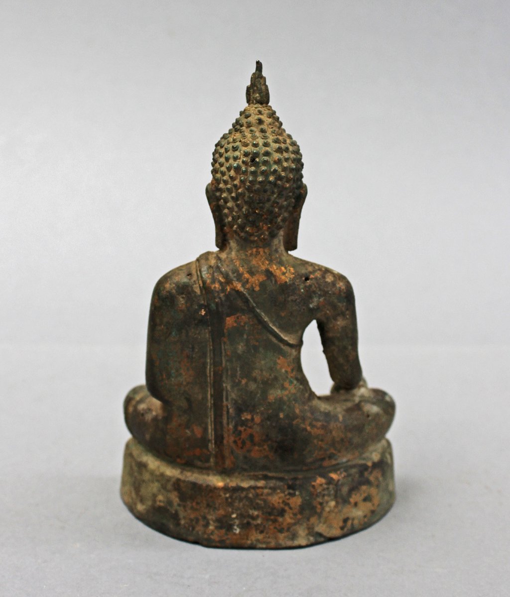 Bouddha Thaï Ancien en Bronze, Bhumisparsha Mudra, Ayutthaya / Rattanakosin, XVIIIe–XIXe Siècle-photo-3