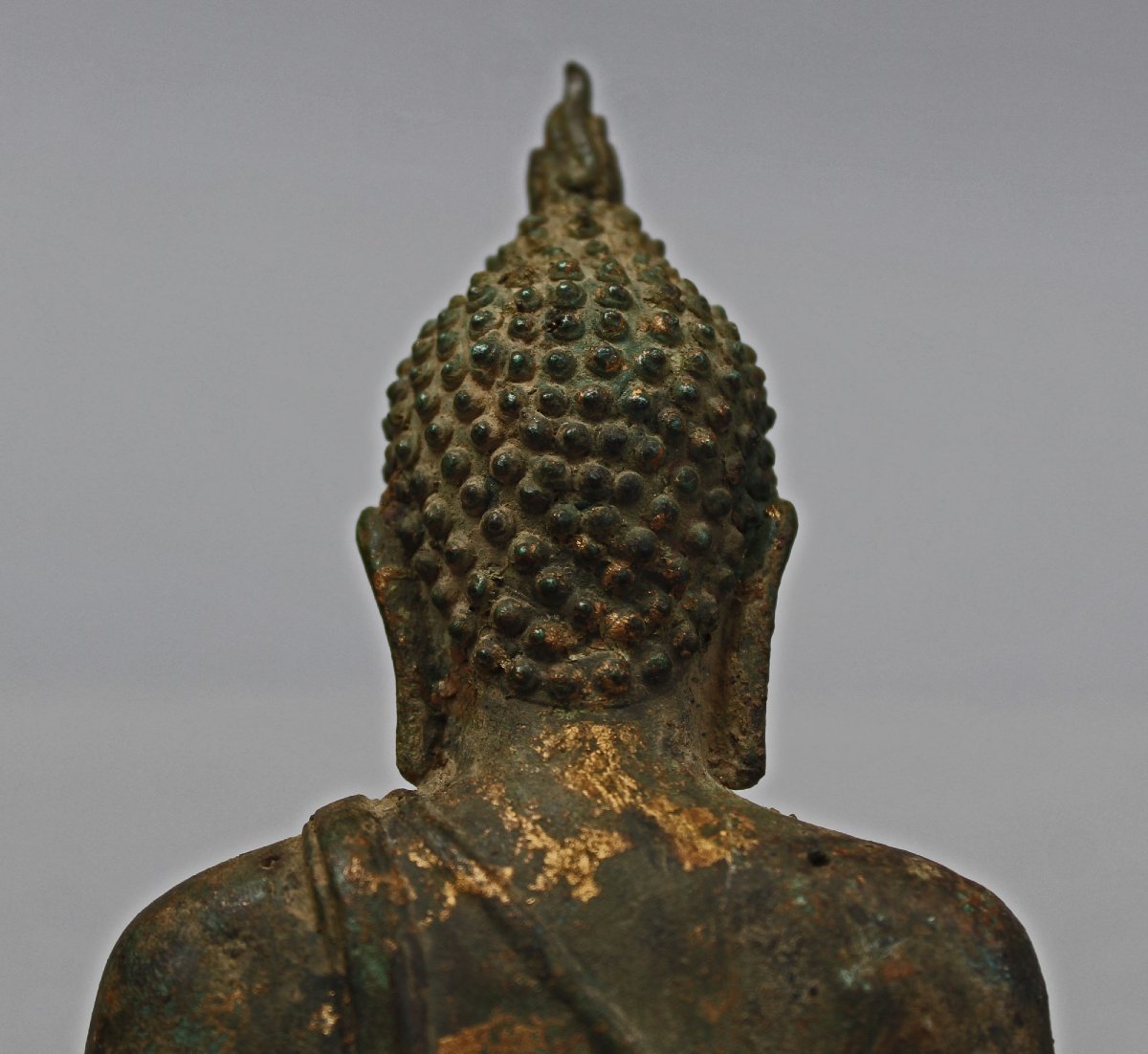 Bouddha Thaï Ancien en Bronze, Bhumisparsha Mudra, Ayutthaya / Rattanakosin, XVIIIe–XIXe Siècle-photo-3