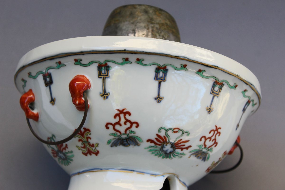 Terrine / Chauffe-plat en Porcelaine Wucai, Chine, XIXe Siècle (Qing)-photo-4