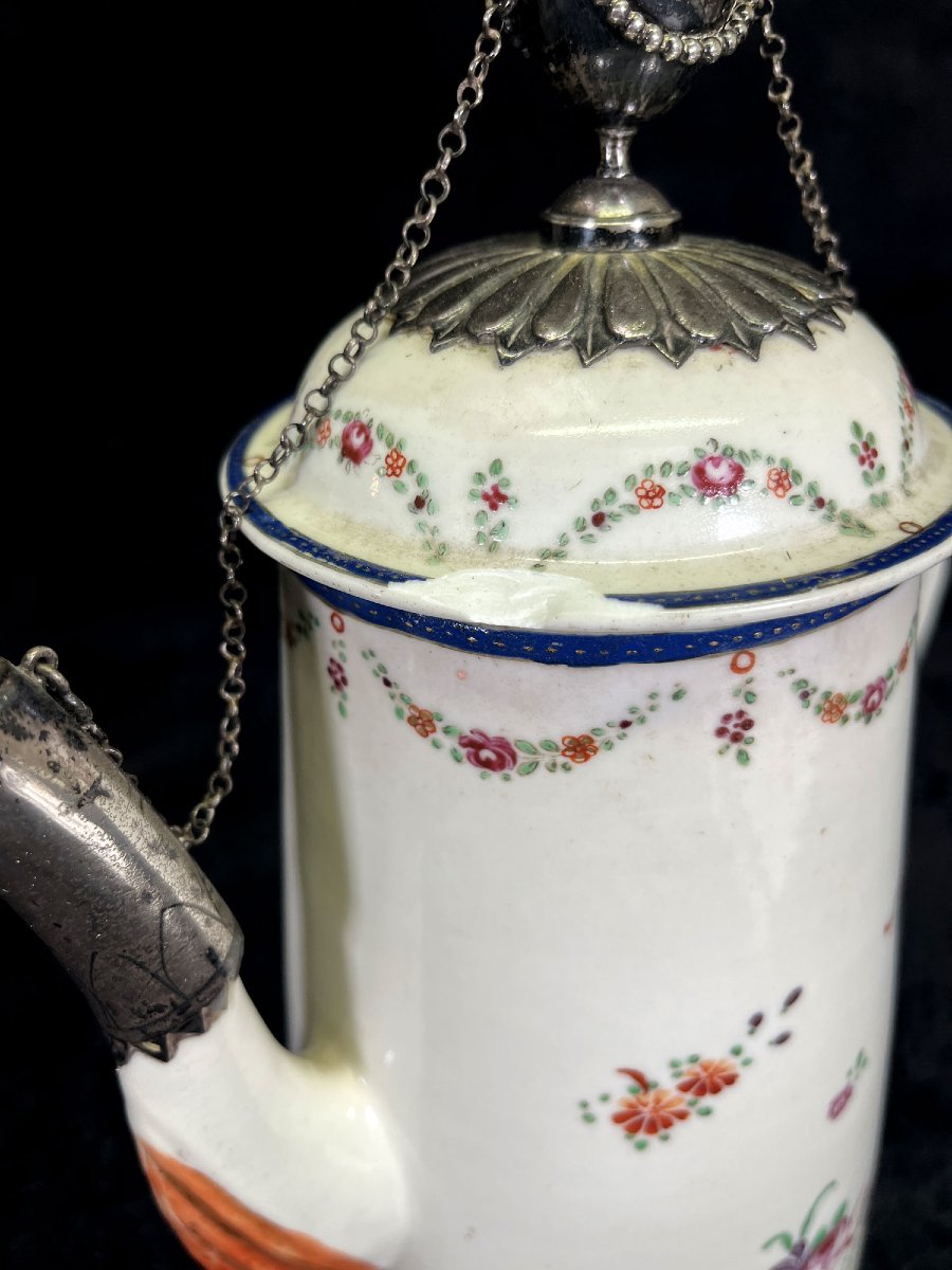 Cafetière Porcelaine Chinoise, Montures Argent Style Robert Adam, XVIIIe companinie des indes-photo-1