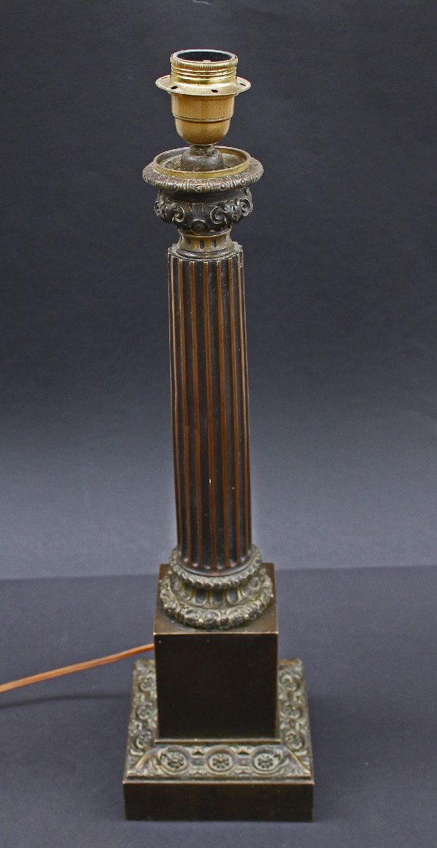 Lampe Colonne en Bronze Restauration, Gotten Paris, Vers 1830
