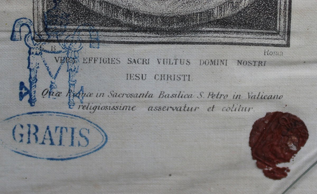 Sainte Face de Jésus, Rome 1886, Image Dévotionnelle Certifiée du Vatican, Voile de Véronique -photo-3
