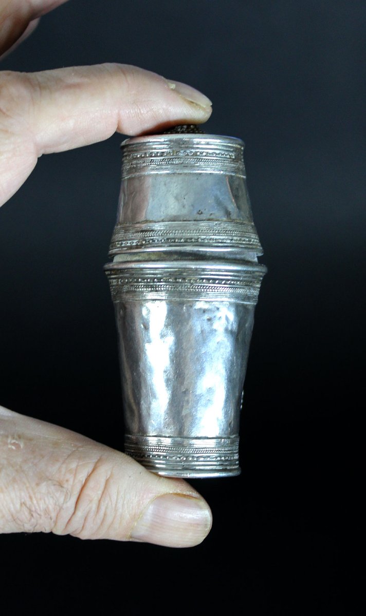 Antique Thai, Burmese, Malaysian Or Singapore Solid Silver Lime Container, -photo-3