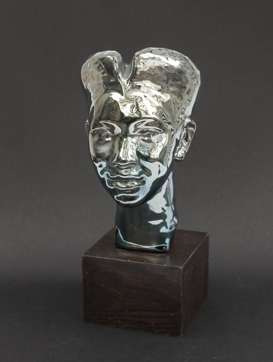 Vietnamese C20th Silver Lustre Bust Of A Young Man Mid Century