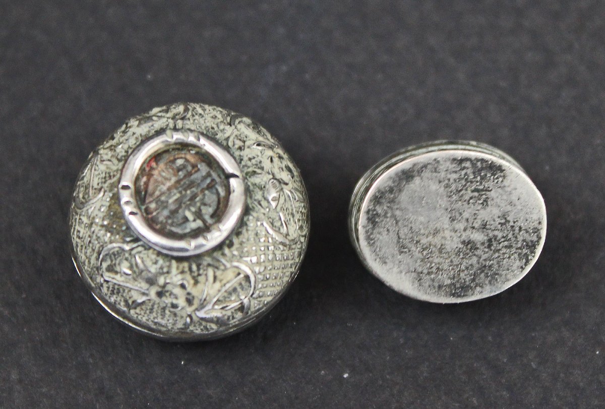 Paire de Boîtes Miniatures Vietnamiennes en Argent Massif, Vers 1900-photo-1